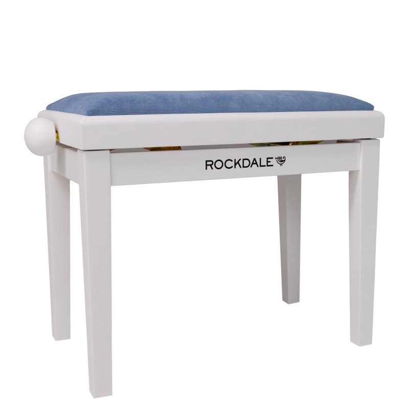 ROCKDALE RHAPSODY 131 SV WHITE ROYAL BLUE деревянная банкетка с регулировкой высоты, цвет корпуса белый матовый, сиденье вельвет