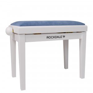 ROCKDALE RHAPSODY 131 SV WHITE ROYAL BLUE деревянная банкетка с регулировкой высоты, цвет корпуса белый матовый, сиденье вельвет ROCKDALE RHAPSODY 131 SV WHITE ROYAL BLUE деревянная банкетка с регулировкой высоты, цвет корпуса белый матовый, сиденье вельвет