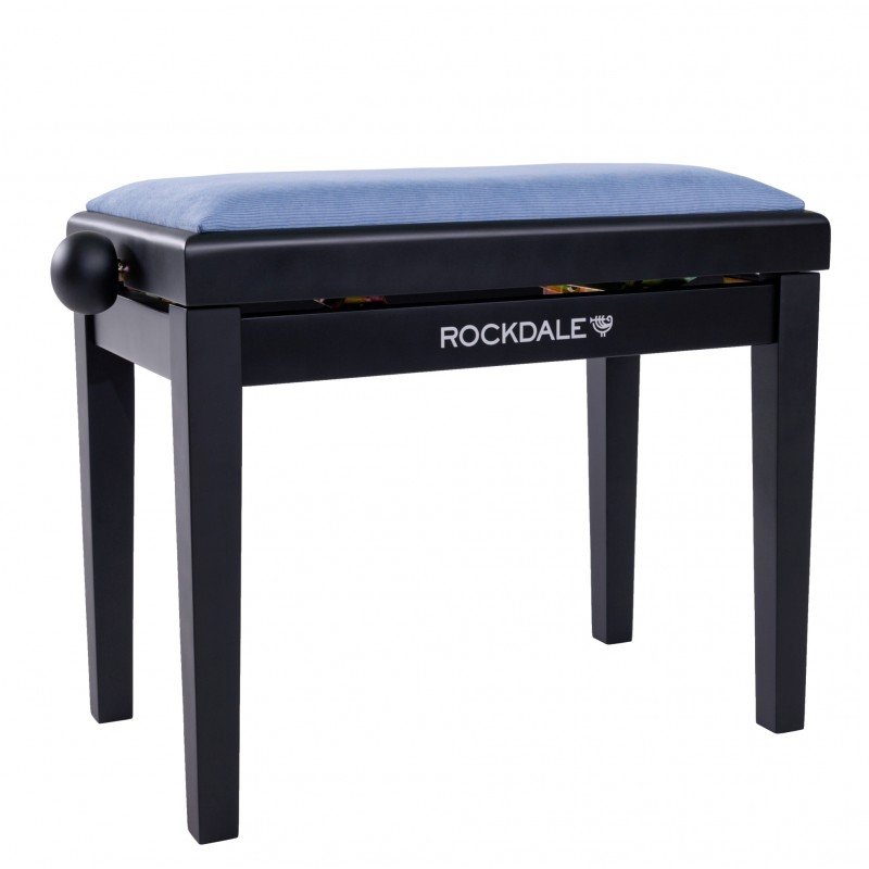 ROCKDALE RHAPSODY 131 SV BLACK ROYAL BLUE деревянная банкетка с регулировкой высоты, цвет корпуса черный матовый, сиденье вельве