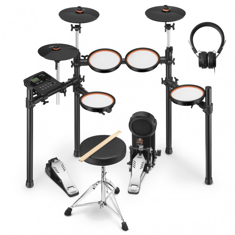 DONNER DED-100 Electric Drum Set 5 Drums 3 Cymbals электронная ударная установка (5 пэдов барабанов, 3 пэда тарелок, стул, палоч