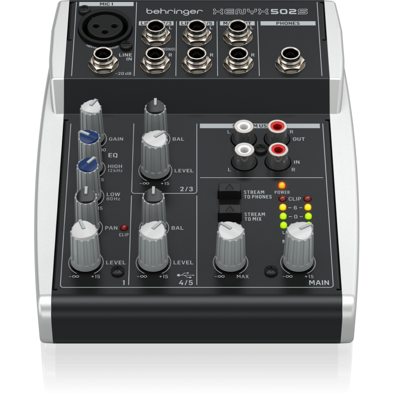 BEHRINGER XENYX 502S аналоговый микшер с 5 входами и USB интерфейсом для стриминга