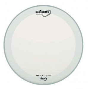 WILLIAMS WC1SC-10MIL-20 Однослойный пластик 20' для бас-барабана или маршевого, белый с покрытием и кольцом контроля обертонов