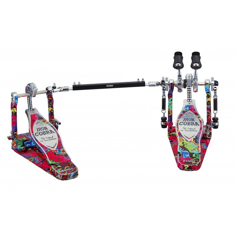 TAMA IRON COBRA HP900PWMPR Power Glide Twin Pedal, Psychedelic Rainbow, двойная педаль в кейсе, цвет Психоделическая радуга