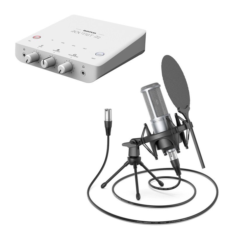 Midiplus Routist R2/Donner DC20 - студийный комплект для записи. Динамический микрофон и аудиоинтерфейс USB, 1 вход/2 выхода c O