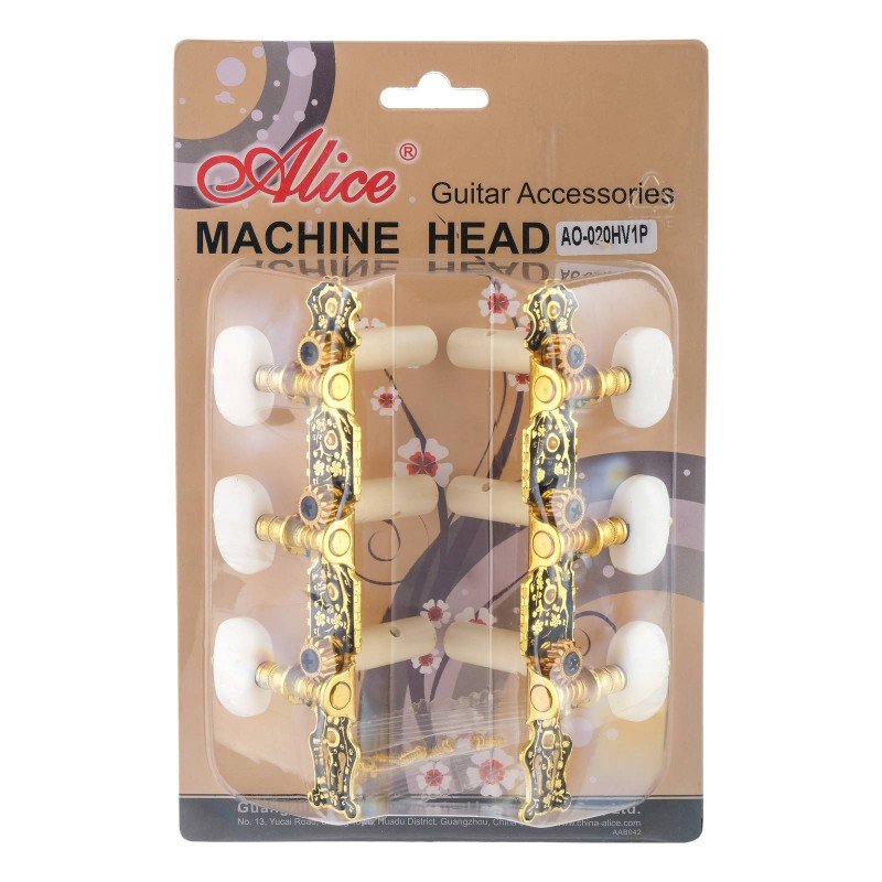 AO-020HV1P Комплект колковой механики на планке, черный/золотой, Alice