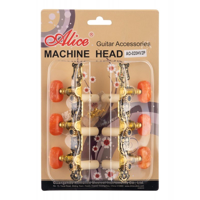 AO-020HV2P Комплект колковой механики на планке, черный/золотой, Alice