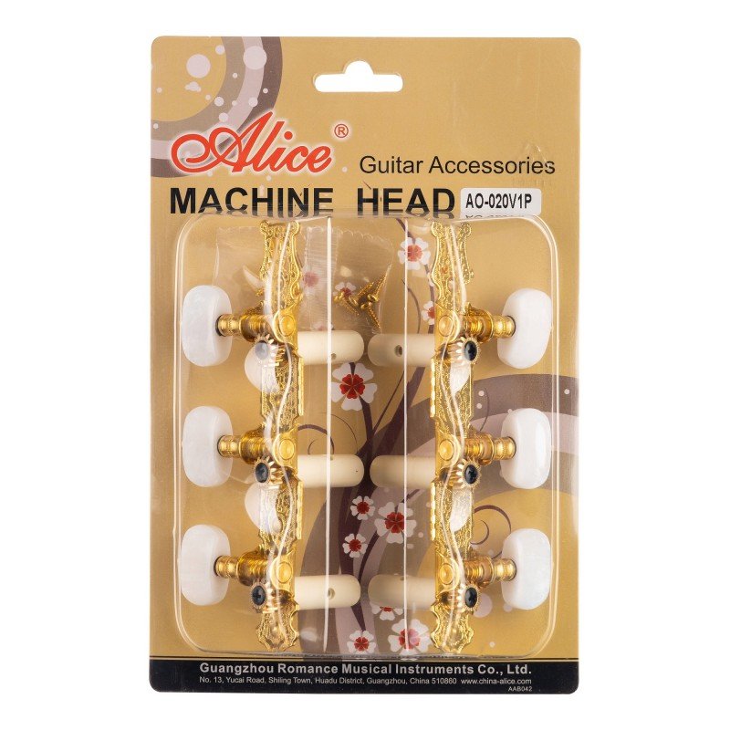 AO-020V1P Комплект колковой механики на планке, позолоченный, Alice