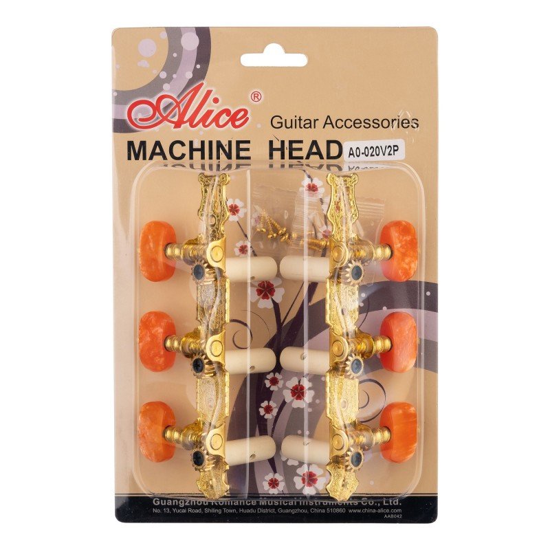 AO-020V2P Комплект колковой механики для классической гитары, позолоченный, Alice