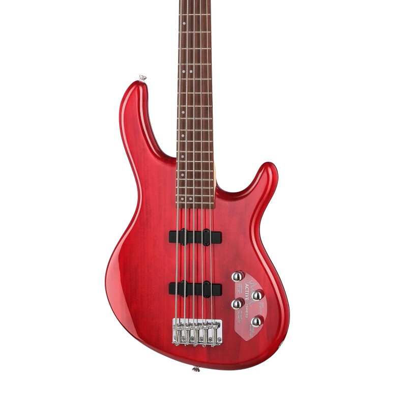 Action-Bass-V-Plus-WBAG-TR Action Series Бас-гитара 5-струнная, красная, с чехлом, Cort