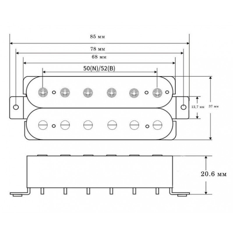 BGP411SB Dark Robber 6S Комплект магнитных звукоснимателей, черный, Bagdasar guitars
