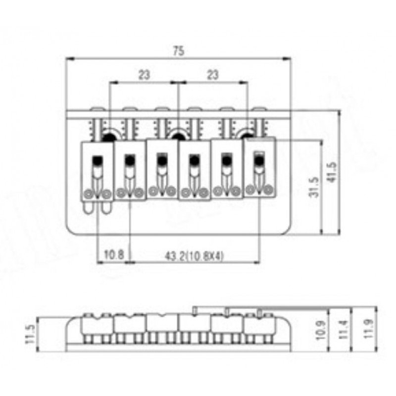 BN-015-CR Бридж (струнодержатель), хром, Metallor