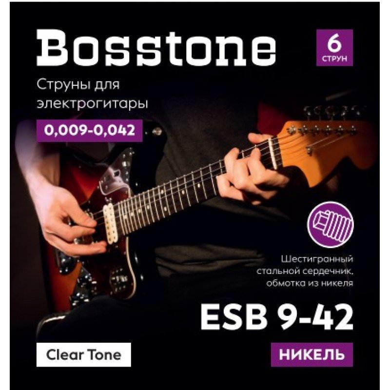 Bosstone ESB 9-42 Струны для электрогитары из стали с никелевым покрытием Bosstone ESB 9-42 Струны для электрогитары из стали с никелевым покрытием