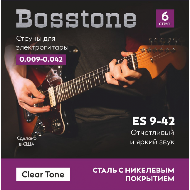 Bosstone ES 9-42 Струны для электрогитары из стали с никелевым покрытием Bosstone ES 9-42 Струны для электрогитары из стали с никелевым покрытием