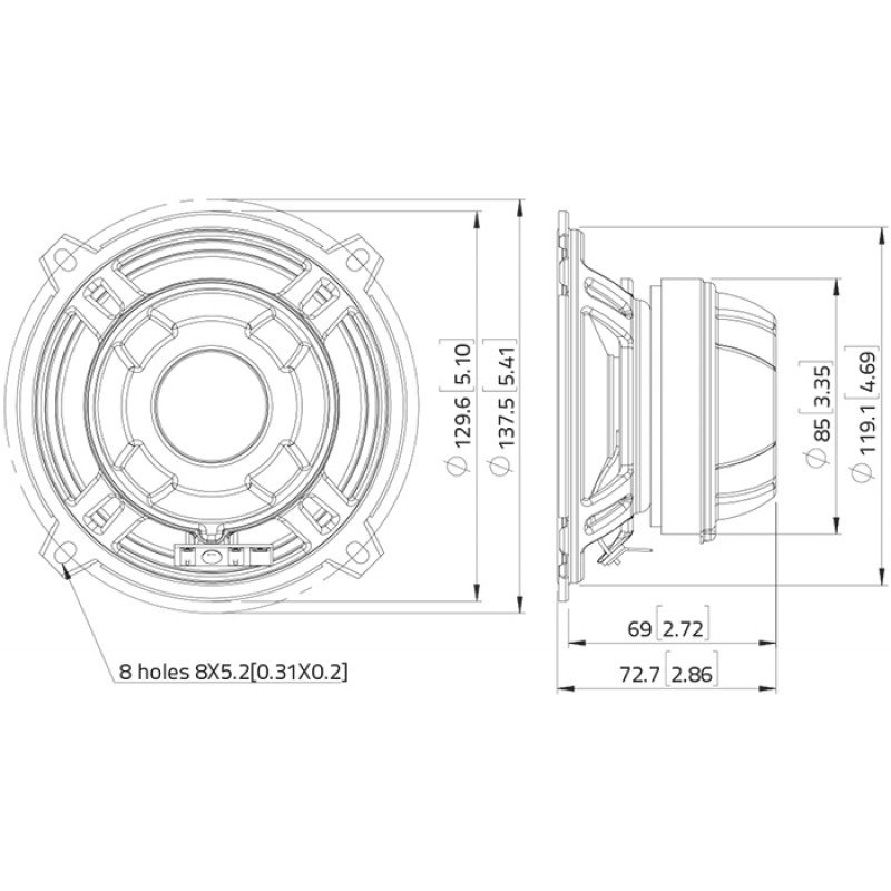 CSF051.21 Динамик коаксиальный 5", 100Вт, 8 Ом, Lavoce