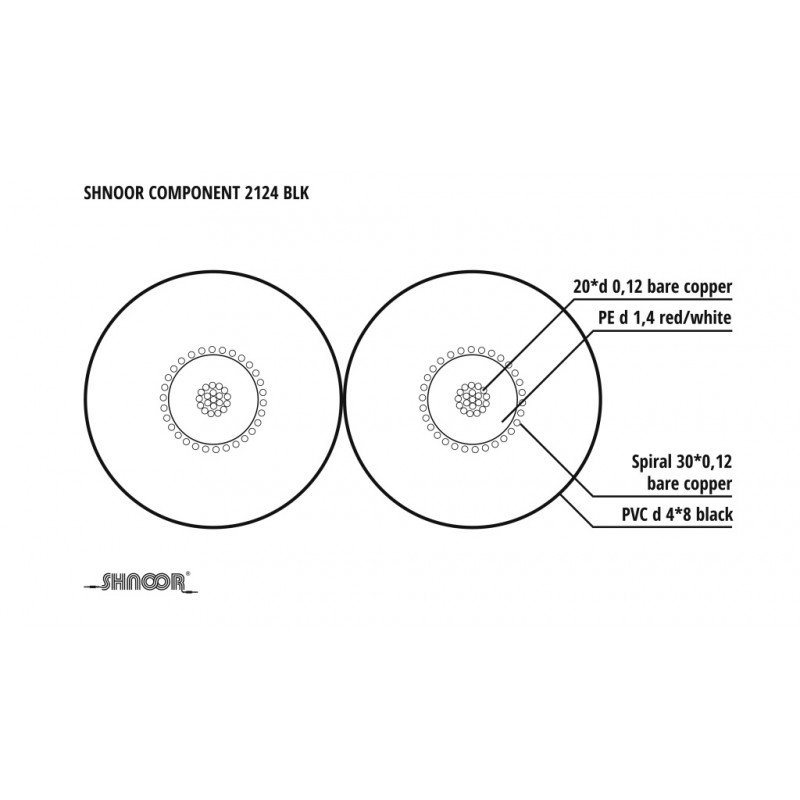 Component-2124-BLK-100m Кабель компонентный небалансный сдвоенный, чёрный, бухта 100м, SHNOOR