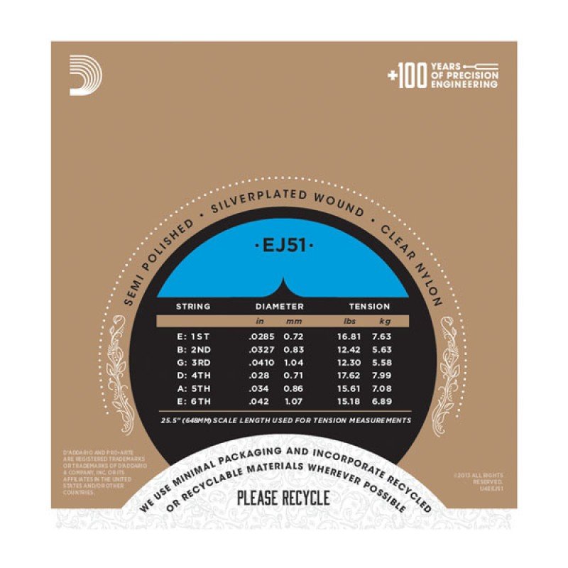 D'Addario EJ51 Набор 6 струн для гитары классик D'Addario EJ51 Набор 6 струн для гитары классик