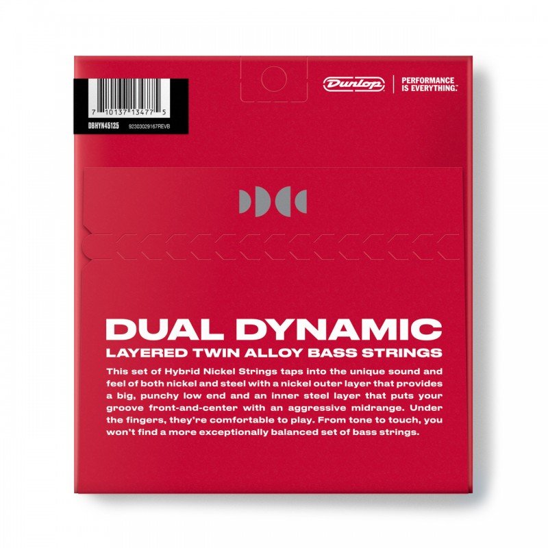DBHYN45125 Dual Dynamic Комплект струн для 5-струнной бас-гитары, никель/сталь, 45-125, Dunlop DBHYN45125 Dual Dynamic Комплект струн для 5-струнной бас-гитары, никель/сталь, 45-125, Dunlop