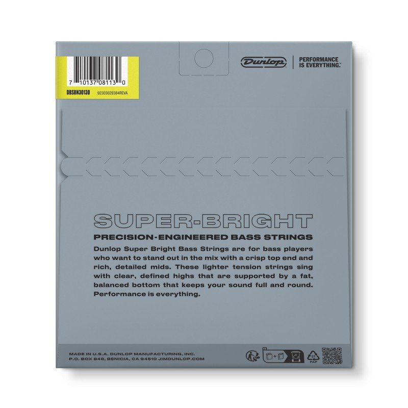 DBSBN30130 Super Bright Комплект струн для 6-струнной бас-гитары, никел., Medium, 30-130, Dunlop DBSBN30130 Super Bright Комплект струн для 6-струнной бас-гитары, никел., Medium, 30-130, Dunlop