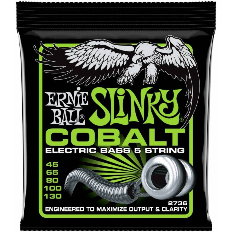 ERNIE BALL 2736 Cobalt Slinky 45-130 - Струны для бас-гитары 5 струнной Эрни Болл