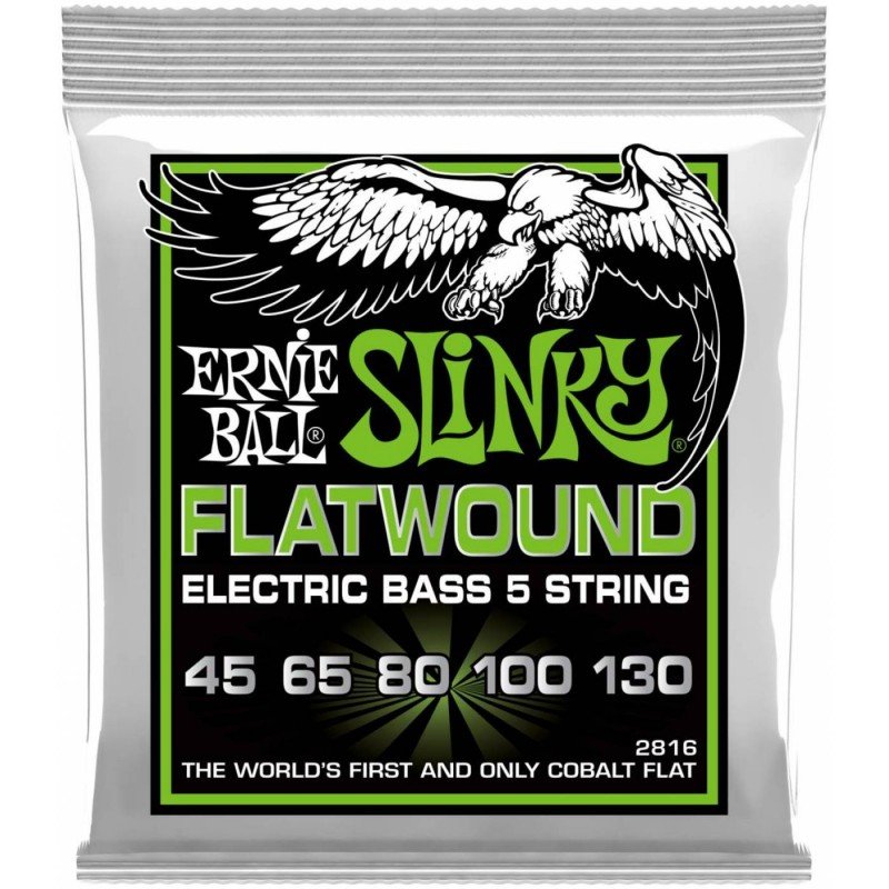 ERNIE BALL 2816 Flatwound Slinky Regular 45-130 - Струны для бас-гитары 5 струнной Эрни Болл