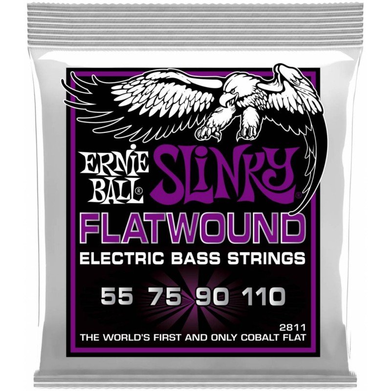 ERNIE BALL 2811 Flatwound Slinky Power 55-110 - Струны для бас-гитары Эрни Болл