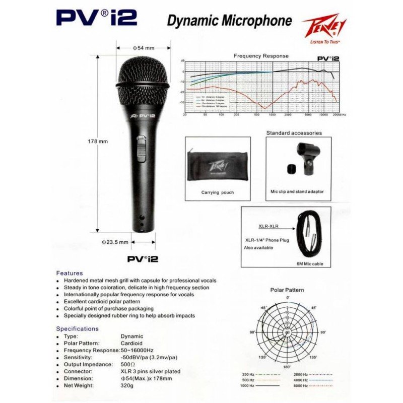 PEAVEY PV MSP2 1/4' - Микрофонный комплект Пивей