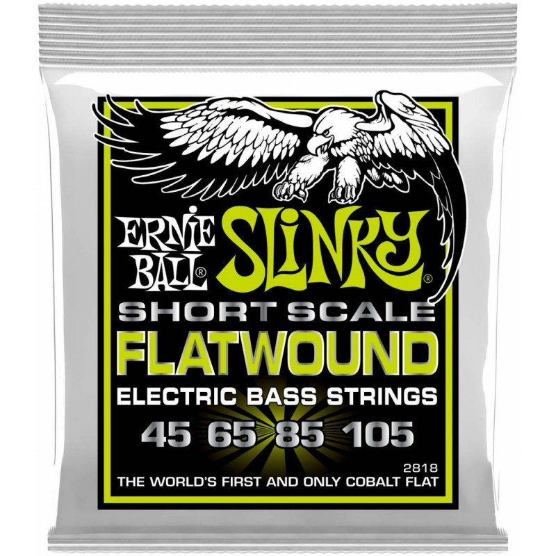 ERNIE BALL 2818 Flatwound Slinky Regular Short Scale 45-105 - Струны для бас-гитары Эрни Болл