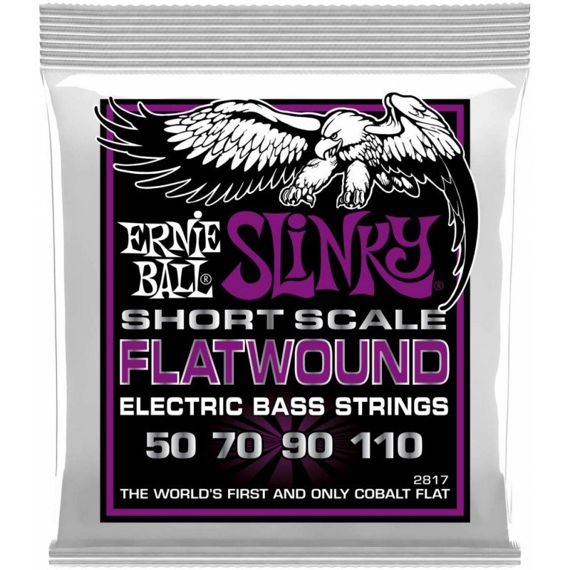 ERNIE BALL 2817 Flatwound Slinky Power Short Scale 50-110 - Струны для бас-гитары Эрни Болл