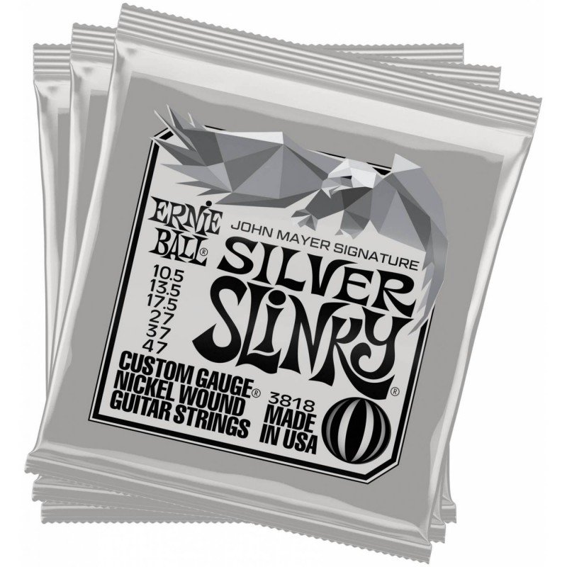 ERNIE BALL 3817 John Mayer Silver Slinky Nickel Wound 10.5-47 (pack 6) - Струны для электрогитары Эрни Болл