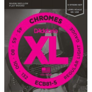 ECB81-5 Chromes Комплект струн для 5-струнной бас-гитары, Light, 45-132, Long Scale, D'Addario ECB81-5 Chromes Комплект струн для 5-струнной бас-гитары, Light, 45-132, Long Scale, D'Addario