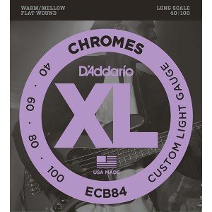 ECB84 Chromes Bass Комплект струн для бас-гитары, Custom Light, 40-100, D'Addario ECB84 Chromes Bass Комплект струн для бас-гитары, Custom Light, 40-100, D'Addario