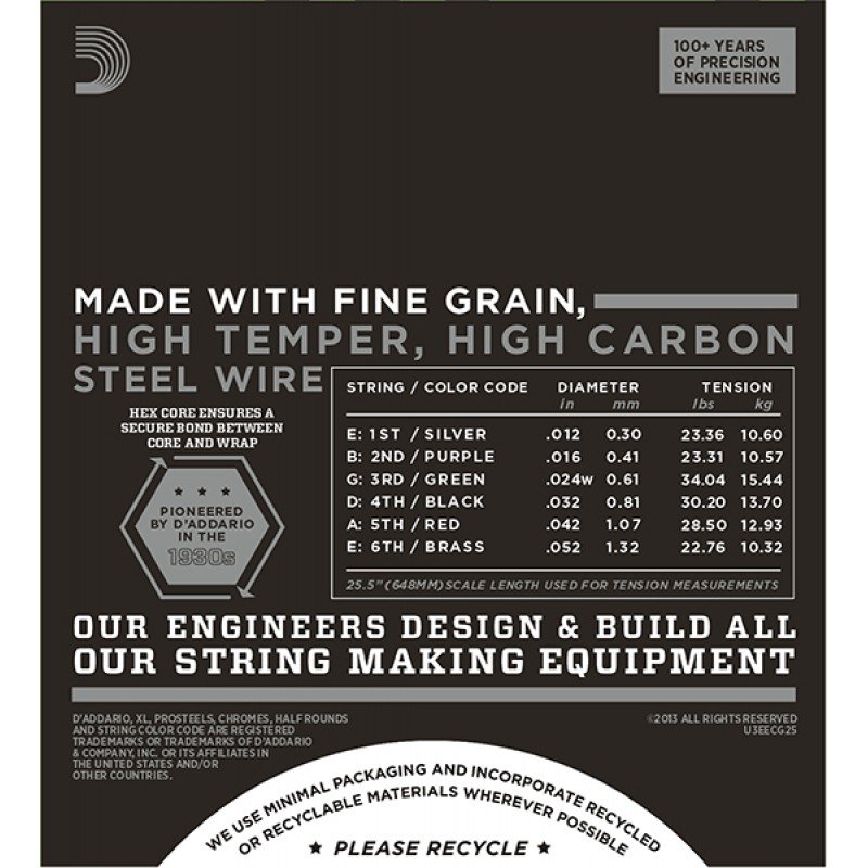 ECG25 Chromes Flat Wound Комплект струн для электрогитары, Light, 12-52, D'Addario