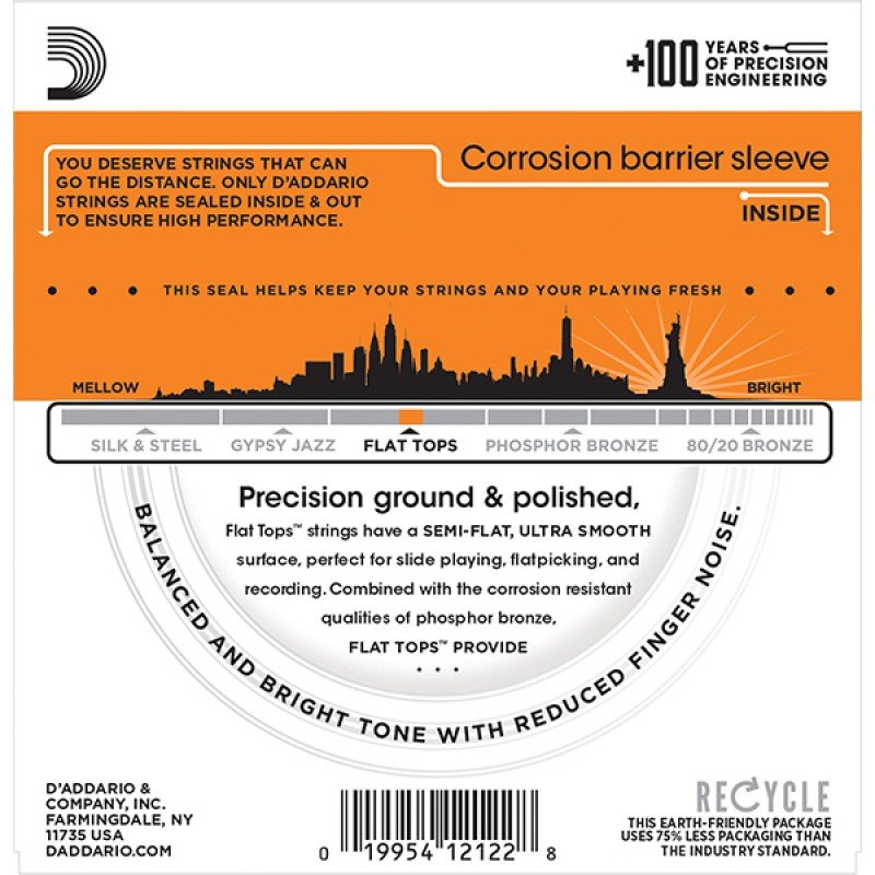 EFT15 FLAT TOPS Струны для акустической гитары фосфорная бронза 10-47 D`Addario
