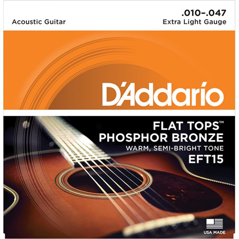 EFT15 FLAT TOPS Струны для акустической гитары фосфорная бронза 10-47 D`Addario