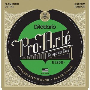 EJ25B Pro-Arte Composite Комплект струн для гитары фламенко, черный нейлон, D'Addario