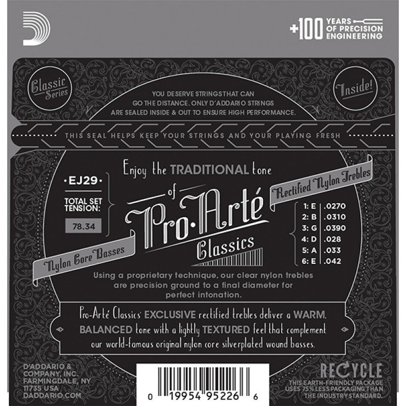 EJ29 CLASSIC Струны для классической гитары нейлоновые Moderate D`Addario