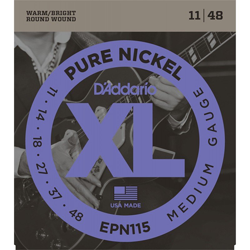EPN115 XL Pure Nickel Комплект струн для электрогитары, никель, Medium 11-48, D'Addario