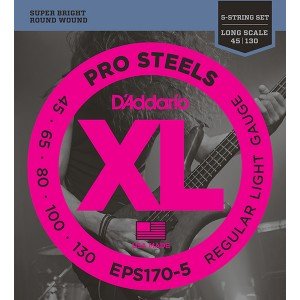 EPS170-5 ProSteels Комплект струн для 5-струнной бас-гитары, Light, 45-130, Long Scale, D'Addario EPS170-5 ProSteels Комплект струн для 5-струнной бас-гитары, Light, 45-130, Long Scale, D'Addario
