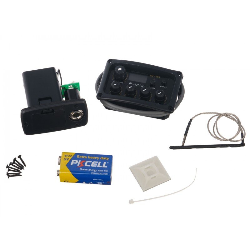 EQ-504-F Звукосниматель для акустических гитар с 4-х полосным эквалайзером и тюнером, Joyo