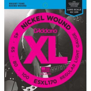 ESXL170 Nickel Wound Комплект струн для бас-гитары, Light, 45-100, шарик на 2 концах, D'Addario ESXL170 Nickel Wound Комплект струн для бас-гитары, Light, 45-100, шарик на 2 концах, D'Addario
