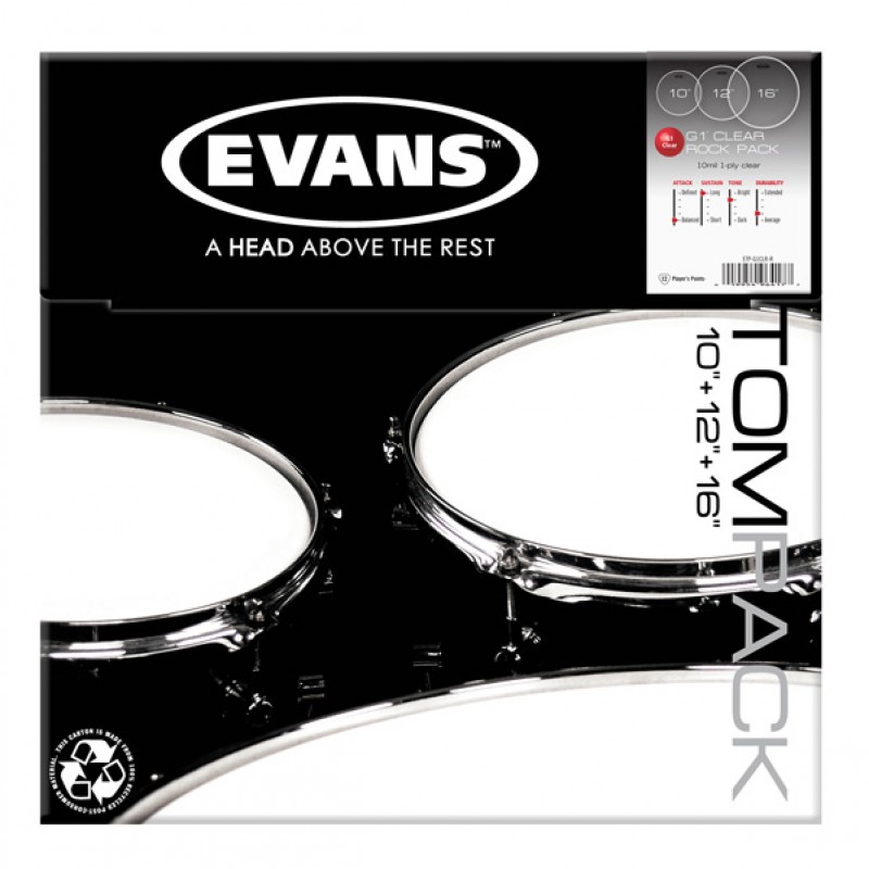 ETP-G1CLR-R G1 Clear Rock Набор пластика для том барабана (10", 12", 16"), Evans