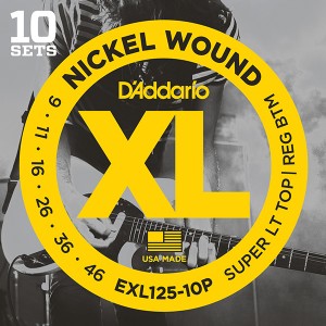 EXL125-10P Nickel Wound Струны для электрогитары, S Light Top/Regular Bottom 9-46, 10компл D'Addariо
