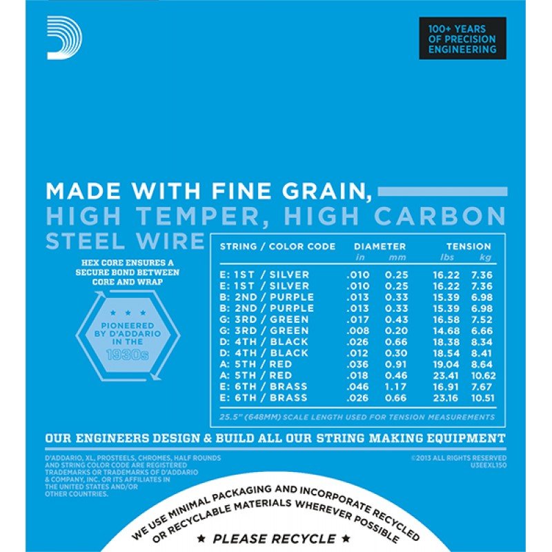 EXL150 Nickel Wound Комплект струн для 12-струнной электрогитары, Regular Light, 10-46, D'Addario