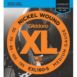 EXL160-5 XL NICKEL WOUND Струны для 5-струнной бас-гитары 5-string Long Medium 50-135 D`Addario EXL160-5 XL NICKEL WOUND Струны для 5-струнной бас-гитары 5-string Long Medium 50-135 D`Addario