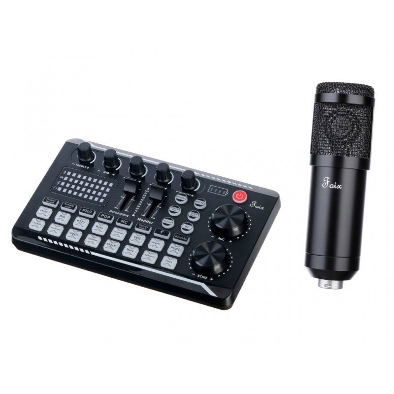 F998+BM800 Набор для стрима, конференций, игровой, студийный (микрофон, звуковая карта), Foix F998+BM800 Набор для стрима, конференций, игровой, студийный (микрофон, звуковая карта), Foix