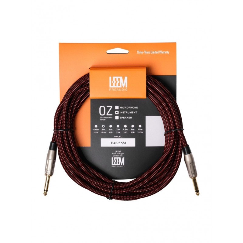 FAS-5(BK/RD) Кабель инструментальный, черный/красный, 5м, Leem