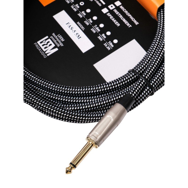 FAS-5(BK/WH) Кабель инструментальный, черный/белый, 5м, Leem