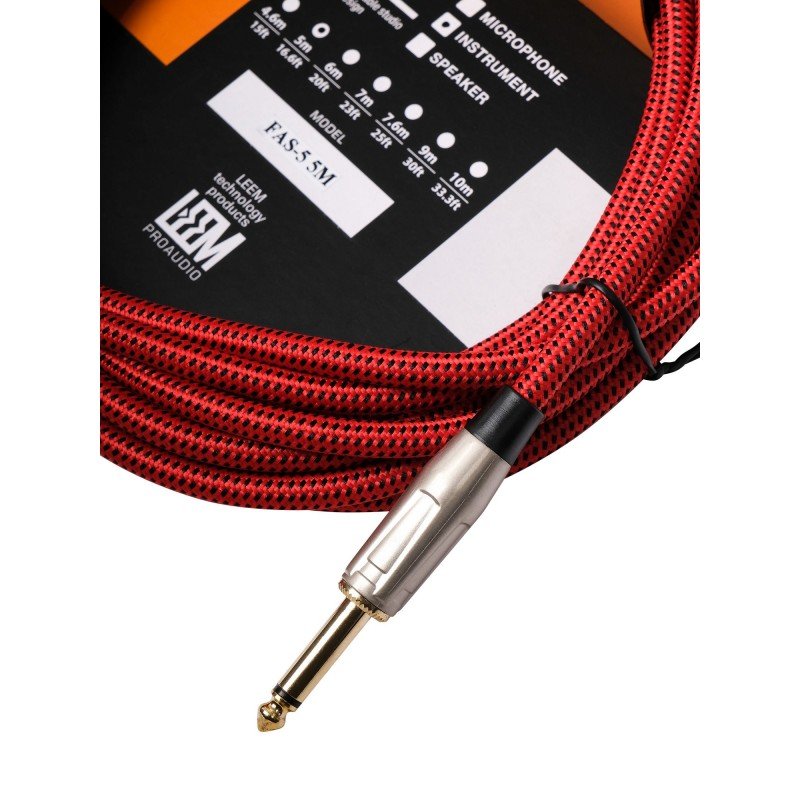 FAS-5(RD/BK) Кабель инструментальный, красный/черный, 5м, Leem