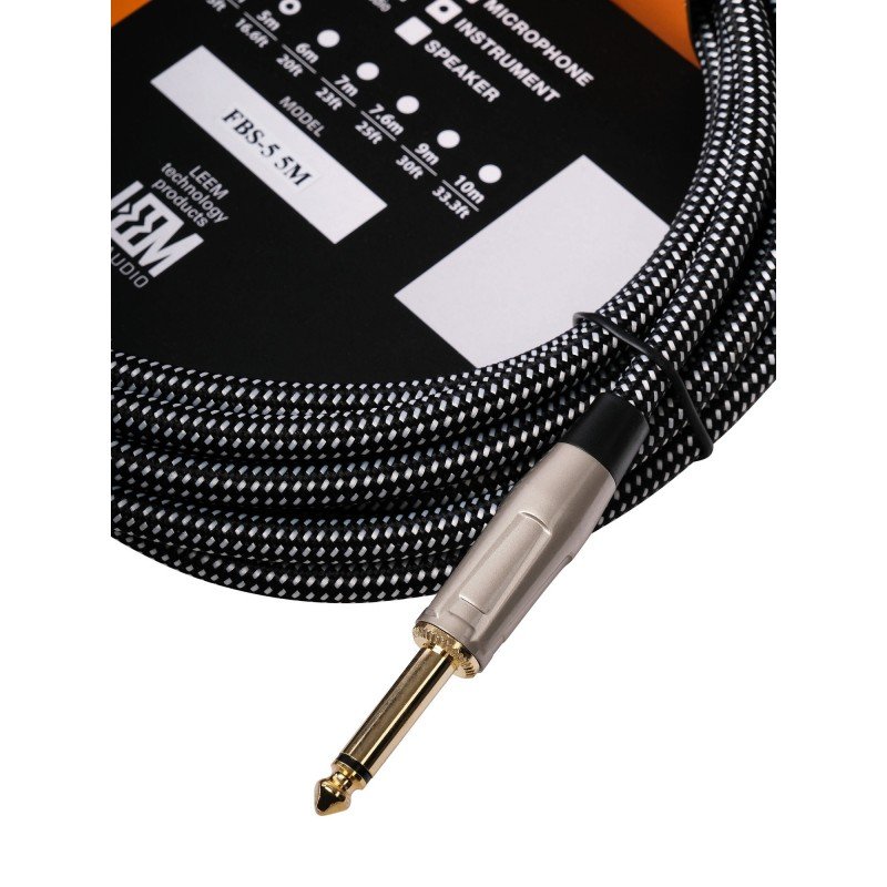 FBS-5(BK/WH) Кабель инструментальный, черный/белый, 5м, Leem