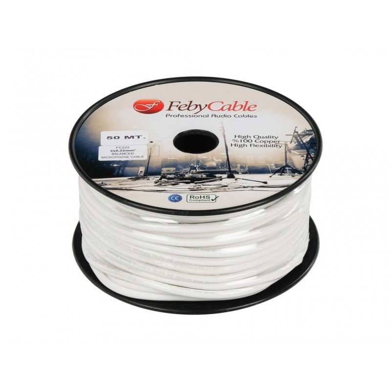 FC222WH-50 Кабель микрофонный балансный, белый, 50м, Feby Cable FC222WH-50 Кабель микрофонный балансный, белый, 50м, Feby Cable